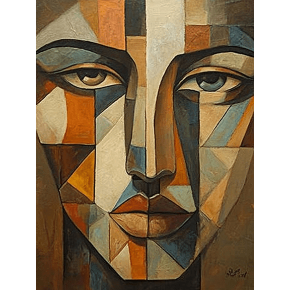 Abstract Cubism Face Wall Art Canvas Painting，Suitable for Living Room， Bedroom， Office， Dining Room， and Hallway Decoration.