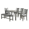 Isobel 6pc Set Dining Table 4x Side Chairs and Bench Gray