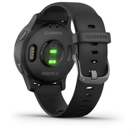 Garmin vívoactive® 4S Slate Stainless Steel Bezel with Black Case and Silicone Band