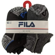 Fila Kids Boys 10-Pack Half Cushion No Show Socks Blocked Heel - Multi, Boys Small Shoe Sizes 7-10