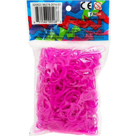 Rainbow Loom® Jelly Collection: Rose/Violet Red Rubber Bands with 24 C-Clips (600 Count)