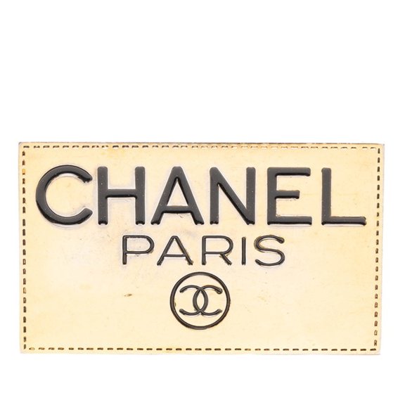 Pre-Owned Chanel Logo Plate Coco Mark Brooch Gold Plated Women's CHANEL