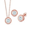 Gem Stone King 2.25 Ct Sky Blue Aquamarine 18K Rose Gold Plated Silver Pendant Earrings Set With Chain