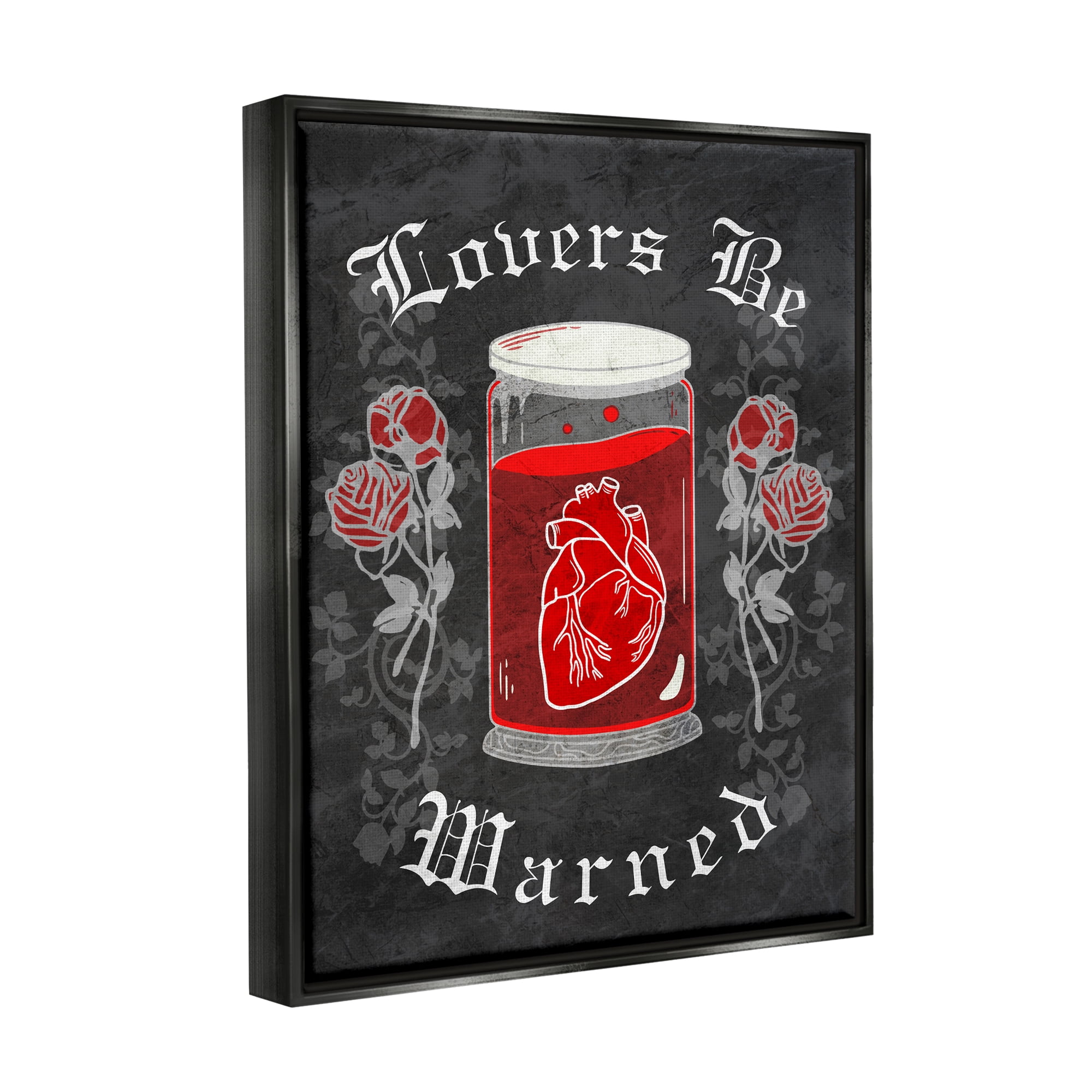 Stupell Industries Spooky Heart In Jar Holiday Painting Black Floater Framed Art Print Wall Art, 25 x 31