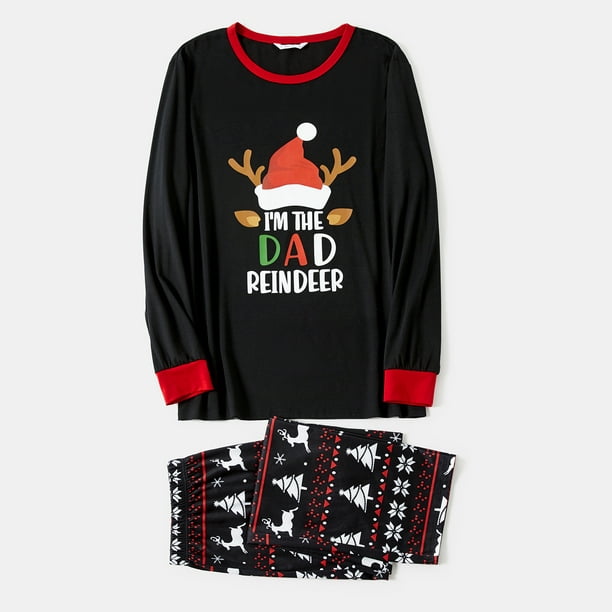 PatPat Christmas Deer Antlers and Letter Print Black Family