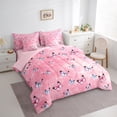thumbnail image 4 of Manfei Dreamy Pink Butterfly 7-Piece Bedding Comforter Set, Cherry Blossoms Print King Bedding Sets, Teens Girls Kids Female Reversible Bed Sheets, Breathable Home Decor, 4 of 8