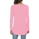 thumbnail image 3 of Blusa de Manga Larga para Mujer Cuello Redondo con Volantes Color Puro Transpirable Elástico Top Suelto para Mujer para Trabajo Diario Fiesta Citas Rosa XL, 3 of 5