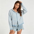 thumbnail image 5 of KICILVS Womens Zip Up Hoodie Striped Sweater Coat Knit Hooded Double Zipper Jacket Trendy Fall Winter Outerwear, 5 of 6