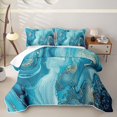thumbnail image 2 of Erosebridal Turquoise Gold Marble Swirl Twin Quilt Set,Ocean Blue Glitter Abstract Twin Coverlet Set For Adults,2 Pieces, 2 of 7