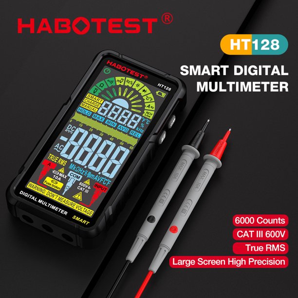 HABOTEST HT128 AC/DC Amperímetro Voltímetro 6000 Cuentas Detector de Voltaje Autorango