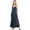 Navy Blue, variant on Lana Roux Womens Casual Soft Stripe Spaghetti Strap Maxi Dress (Navy Blue, Small)