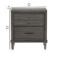 thumbnail image 5 of HomeStock Timeless Trends 25W x 18D x 27H Inch Gray Nightstand with 2 Drawers Tapered Legs and Dark Bronze Hardware, 5 of 6