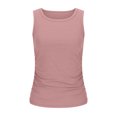 thumbnail image 3 of Ahdbta Womens Tank Tops Summer Sleeveless High Neck Ribbed Knit Slim Fitted Blouse Side Ruched Basic Tees Shirts, 3 of 8