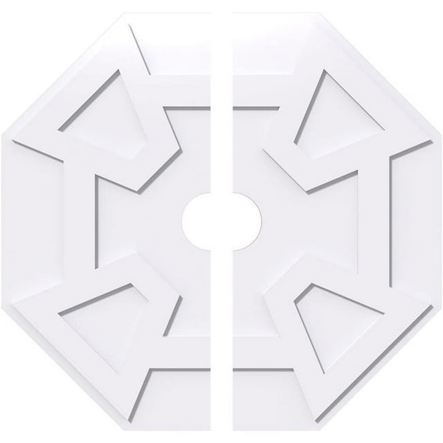 Ekena Millwork CMP36LG2-05000 36 Po OD x 5 Po ID Carré Logan Architectural Grade PVC Contemporain Médaillon de Plafond - 2 Pièces