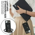 thumbnail image 4 of Crossbody Strap Wallet Case for iPhone 13 with Wrist Strap, 360° Rotating Ring Kickstand & Card Holder PU Leather Purse Magnetic Snap Zipper Case Cover for iPhone 13, Black, 4 of 9