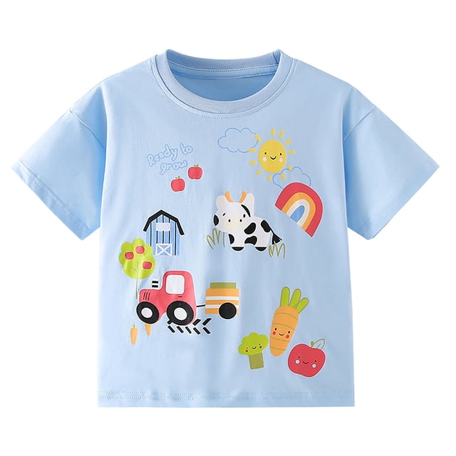 Blusas y camisas de manga corta con cuello redondo para niños de moda primavera/verano - Camisetas de manga corta - Jersey de cuello redondo Camisa de manga corta para niños