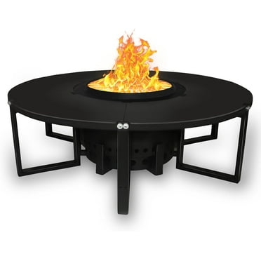 21.6 Inch Smokeless Firepit with Round Table Top - Efficient and Safe Bonfire Fire Pit - Perfect Smokeless Fire Pits for Outside Gatherings with Family & Friends