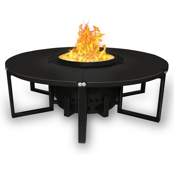 21.6 Inch Smokeless Firepit with Round Table Top - Efficient and Safe Bonfire Fire Pit - Perfect Smokeless Fire Pits for Outside Gatherings with Family & Friends