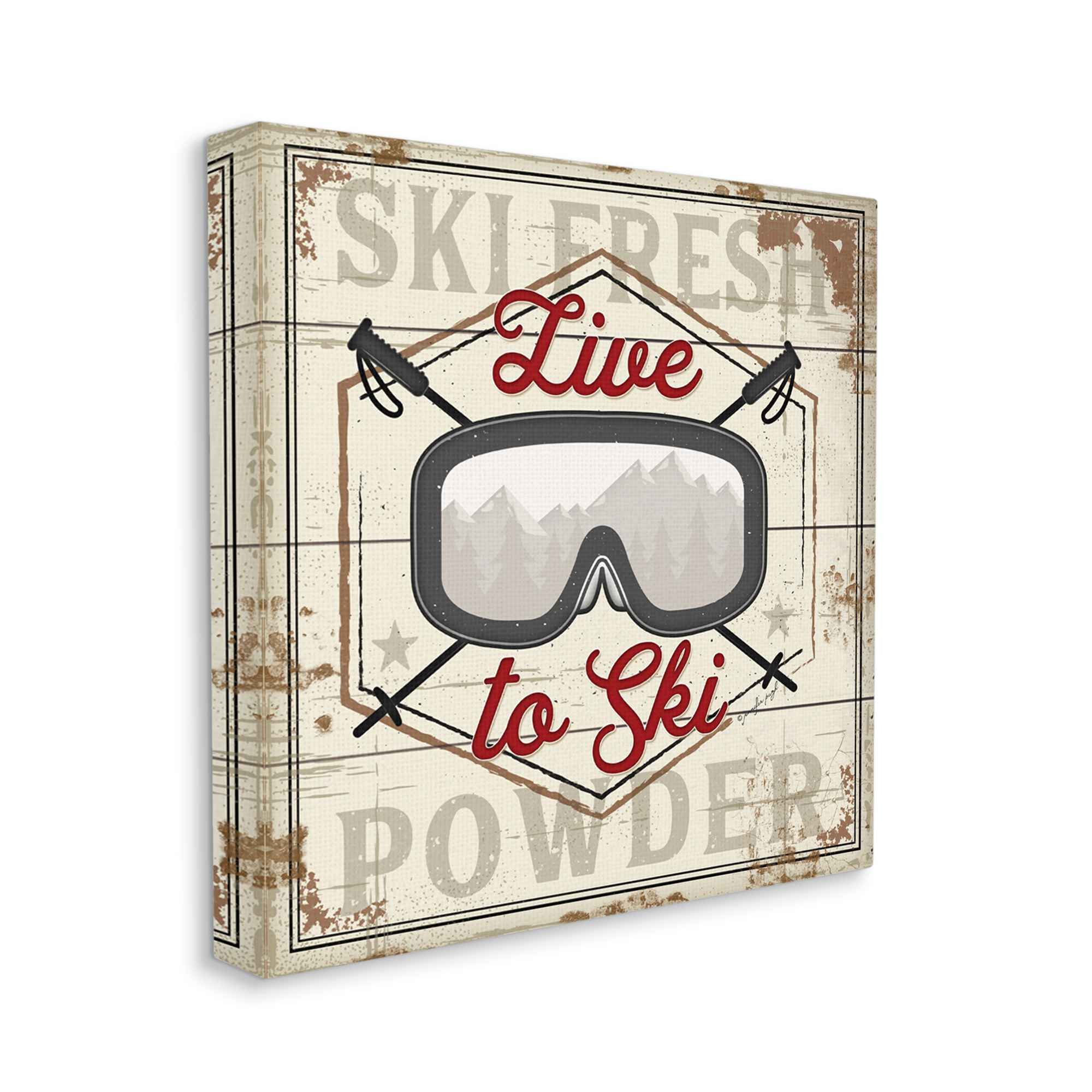 Stupell Industries Live To Ski Sport Goggles Fresh Powder, 36 x 36, Design by Jennifer Pugh