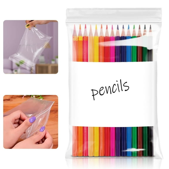 White Block Reclosable Bags, 6 x 9 Inch. Pack of 1000 Zipper Bags for Food Storage with Write-On Block. Waterproof Bags for Small Business, 2 Mil. Clear Bags for Packaging Products