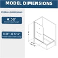 thumbnail image 6 of JERFIT 180° Pivot Shower Screen for Bathtub, 1/4" Tempered Glass Door with Towel Bar, Frameless Matte Black Aluminum Alloy Enclosure, 6 of 9