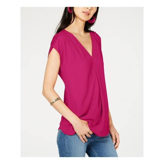 INC $59 Womens New 1482 Pink Inverted Pleat V Neck Blouse M B B