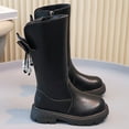 thumbnail image 2 of Eltusu Big Girls Riding Boots, No Slip Breathable Warm Waterproof Winter Shoes Black Size 2(Big Kids), 2 of 7