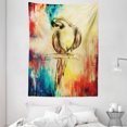 thumbnail image 1 of Parrots Decor Wall Hanging Tapestry, Grunge Style Parrot Figure on Vintage Paper Background Smart Talkative Flying Mascots Print, Bedroom Living Room Dorm Accessories, 60 X 80 Inches, by Ambesonne, 1 of 1