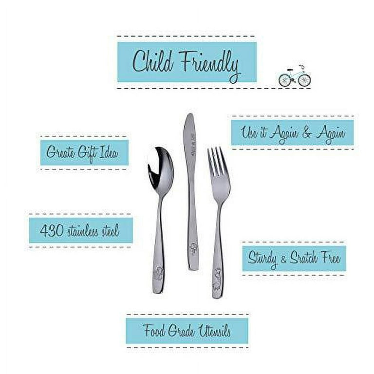ChillOut Life 9 piece stainless steel kids spoons - child and toddler safe  flatware - kids utensil set 