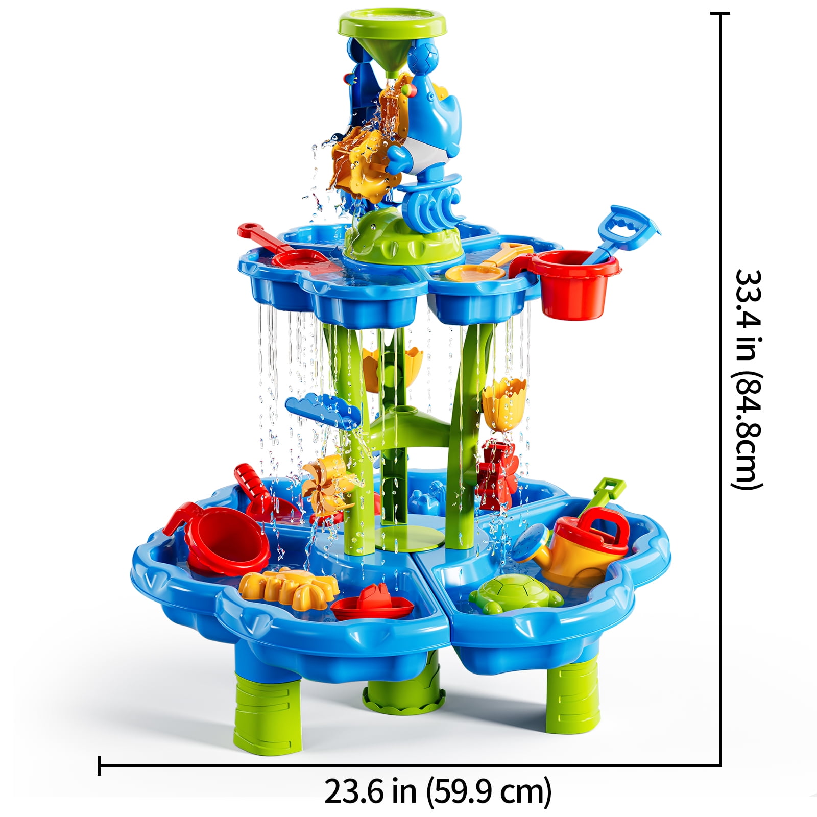 Lucky Doug Water Table for Toddlers 2 3 4 5, 2-Tier Sand Beach Water Play Toys Kids Outdoor Toys for Boys and Girls