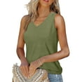 thumbnail image 2 of Timegard Débardeur pour Femmes Été Col en V Sans Manches Blouse Froncée Tunique Décontractée Basique, 2 of 7