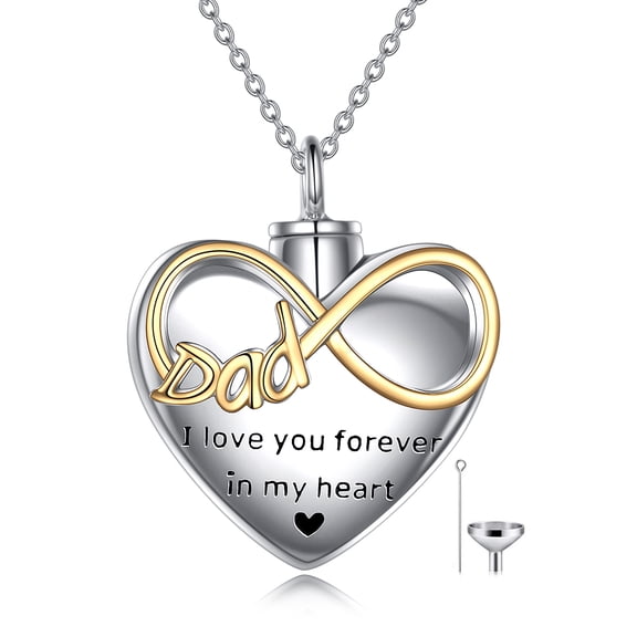 925 sterling silver Infinite Love Father's Urn Necklace Cremation jewelry