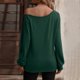 thumbnail image 3 of Jersey de mujer con hombros descubiertos, manga larga, color puro, sudadera, blusa para otoño invierno, verde S, 3 of 5