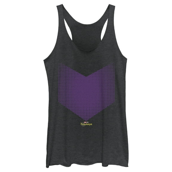 Women's Marvel Hawkeye Halftone Arrow Icon Racerback Tank Top Black Heather X Large