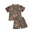 thumbnail image 2 of goowrom Ensemble de Pyjama Garçons Filles Hauts à Imprimé Léopard+shorts/pantalons, 2 of 9