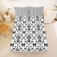 thumbnail image 5 of jejeloiu Preppy Bow King Sheets For Men Women,Classic Pattern Bedding,Black White,4 Pieces,1 Flat Sheet, 1 Fitted Sheet and 2 Pillowcases, 5 of 6