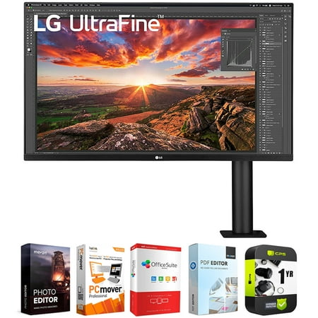 LG 32UN880-B 32 inch Ultrafine Display Ergo 4K HDR10 Monitor, 1 Year Extended Protection Plan and Elite Suite 18