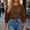 Coffee, variant on Blouses for Women Smocked Cuffs 3/4 Puff Sleeve Tops Casual Crewneck Basic Tees Fashion Loose Fit Tshirts