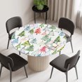 thumbnail image 2 of Round Fitted Tablecloth with Elastic Edge, Christmas Waterproof Table Cloth Table Cover for 45"-54" Tables, Cartoon Xmas Tree Winter Abstract Tablecloths for Dining Picnic Party Outdoor, 2 of 9