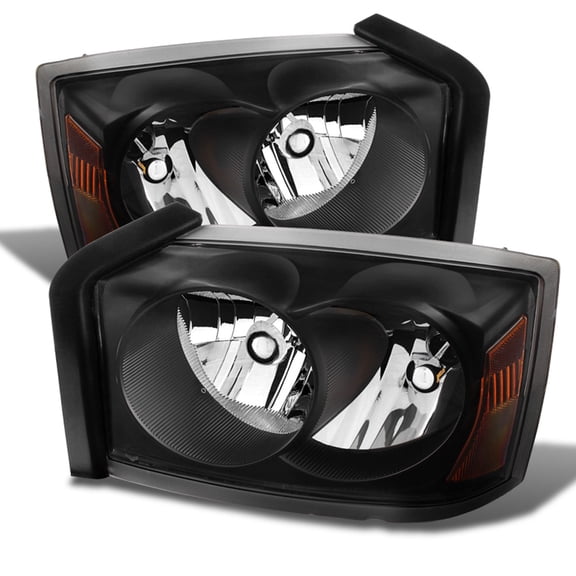 Black 2005-2007 Dodge Dakota SLT ST Replacement Headlights Headlamps Pair 05-07