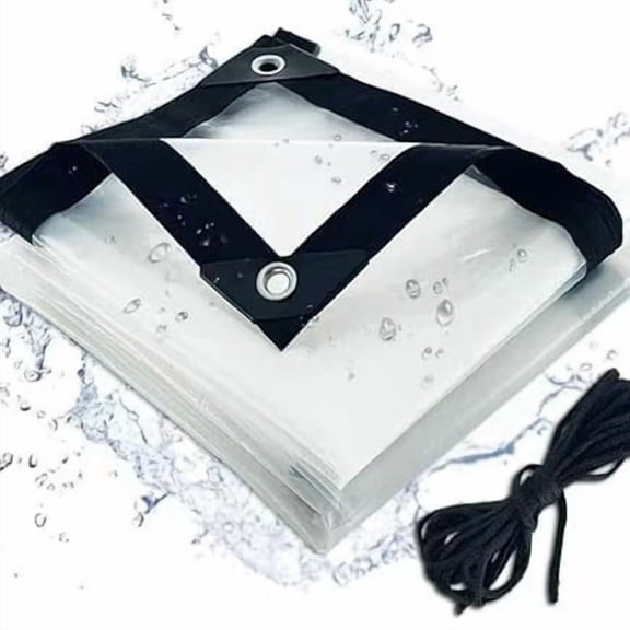 HaoXun Transparent PE Windproof Tarpaulin - Thickened Waterproof Tear-Resistant Plastic Sheet for Outdoor Use, Car Cover, Camping, Patio Furniture Protection