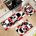 thumbnail image 6 of Black White Red Geometric Flannel Kitchen Rugs, Non-Slip Washable Runner, Absorbent Floor Mat for Bathroom Laundry Living Room Decor, Polyester Rectangle Set, 6 of 9