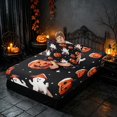 thumbnail image 3 of Homewish Halloween Cartoon Ghost Twin Sheets, Pumpkin Lantern Bedding, Black Orange Purple, 3 Pieces (1 Flat Sheet, 1 Fitted Sheet and 1 Pillowcase), 3 of 5