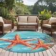 thumbnail image 4 of Round Rugs 5Ft, Coastal Starfish Round Area Rug Washable Indoor Throw Carpet, Teal Summer Beach Ocean Coral Soft Non Slip Circle Rug for Cabinet Bathroom Home Decor Aesthetic, 4 of 8