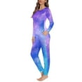 thumbnail image 2 of SCRAWLGOD Galaxy Pajamas for Women Set Long Sleeve Pj Set Women Lounge Set Fall Clothes Crewneck Ladies 2 Piece Outfits Elastic Pajama Set with Pockets Size XS, 2 of 6