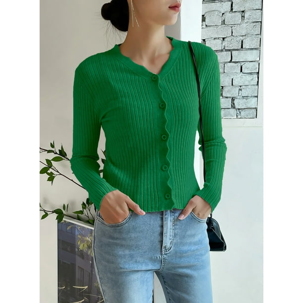 Sueter De Mujer Manga Larga Sueteres Botones Sweaters Punto