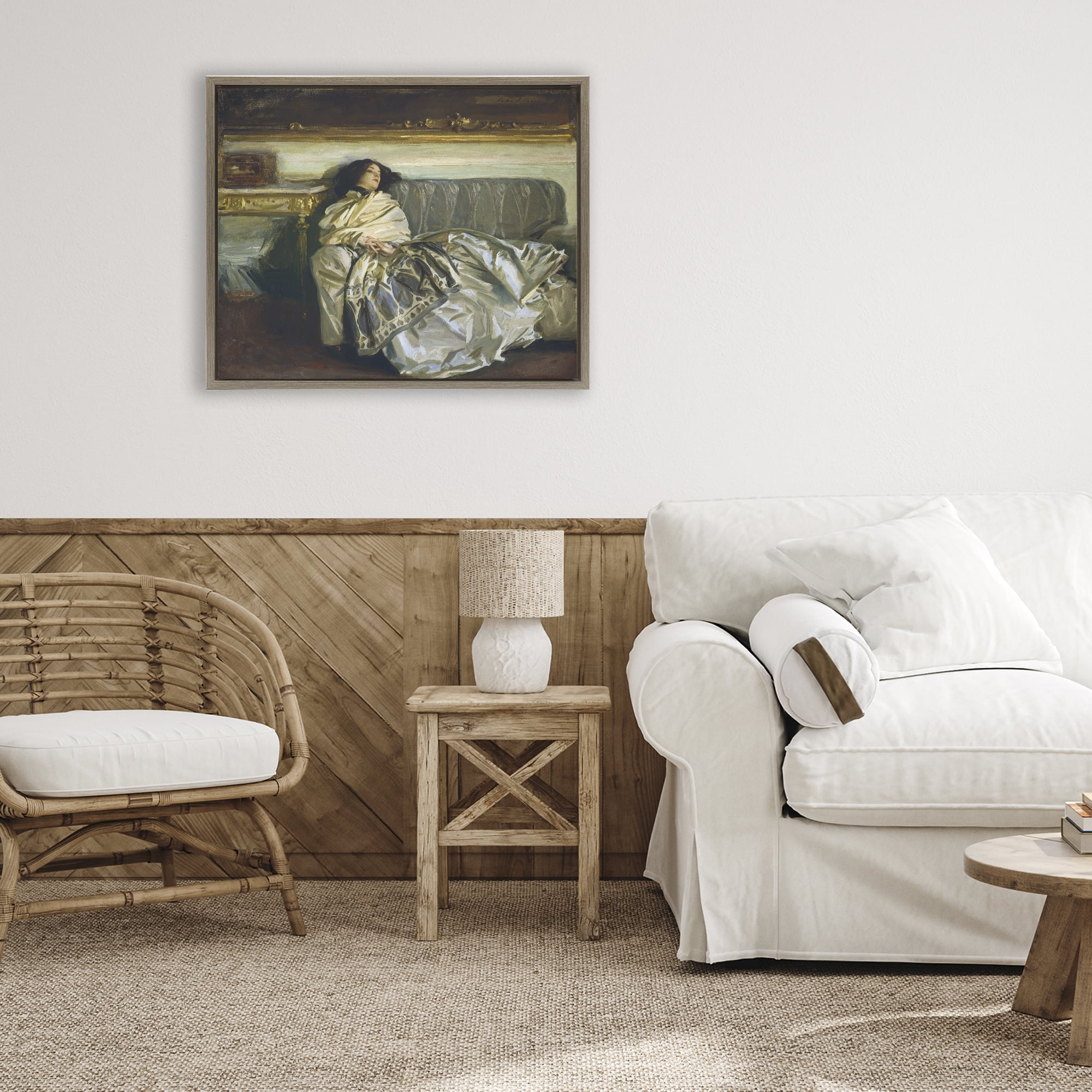 Stupell Industries Restful Woman Classic Brown Framed Floater Canvas Wall Art, design by Lil' Rue