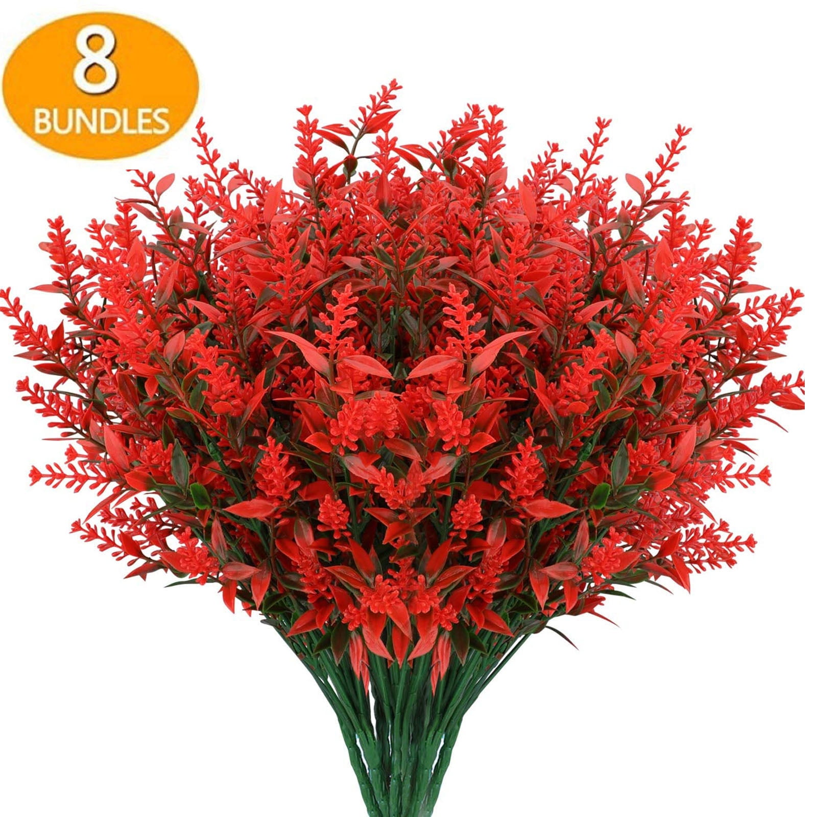 Sinhoon 8 Bundles Artificial Flowers Fake Outdoor Plants Faux UV