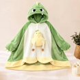 thumbnail image 5 of Halloween Wearable Blanket Cute Flannel Hoodie Shawl | Cartoon Animal Cozy Sofa Nap Wrap for Women 150x130cm Soft Oversized Loungewear Blanket with Hood Snap Button Closure(lxf), 5 of 7