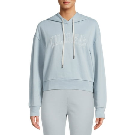 Kendall + Kylie Junior' Cropped Boxy Hoodie with Velour Appliqué